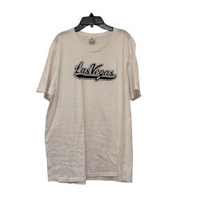 Las Vegas White Graphic T-Shirt Yazbek XL Mens Cotton Casual‎ Wear